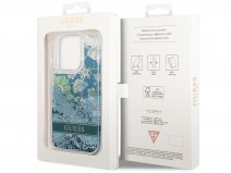 Guess Floral Liquid Glitter Case Groen - iPhone 14 Pro hoesje