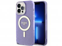 Guess Glitter MagSafe TPU Case Paars - iPhone 14 Pro hoesje