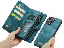 CaseMania 2in1 Wallet Case met Ritsvak Blauw - iPhone 15 Hoesje