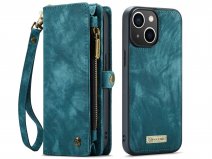 CaseMania 2in1 Wallet Case met Ritsvak Blauw - iPhone 15 Hoesje