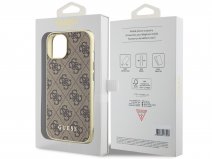 Guess 4G Monogram Charm Case Bruin - iPhone 15 hoesje