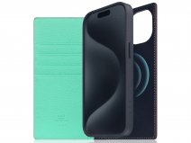 SLG Design D8 2in1 Leather Folio Teal - iPhone 15 hoesje