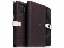 SLG Design D8 Edition 2in1 Leather Folio Brown Cream - iPhone 15 hoesje