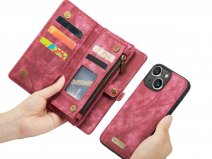 CaseMania 2in1 Wallet Case met Ritsvak Rood - iPhone 15 Plus Hoesje