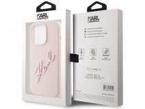 Karl Lagerfeld Metal Signature Case Roze - iPhone 15 Pro hoesje