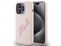 Karl Lagerfeld Metal Signature Case Roze - iPhone 15 Pro hoesje