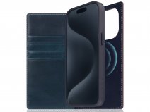 SLG Design D7 Italian Wax Leer Blauw - iPhone 15 Pro hoesje