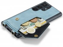 CaseMania Crossbody Wallet Case Aqua - Galaxy S23 Ultra hoesje met koord