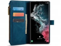 CaseMania Ritsvak Wallet Case Blauw - Samsung Galaxy S23 Ultra Hoesje