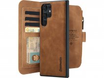 CaseMania 2in1 Wallet Ritsvak Case Bruin - Samsung Galaxy S24 Ultra Hoesje