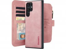 CaseMania 2in1 Wallet Ritsvak Case Roze - Samsung Galaxy S24 Ultra Hoesje