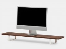 Oakywood Desk Shelf Walnut/White - Dual Monitor Stand Beelschermverhoger