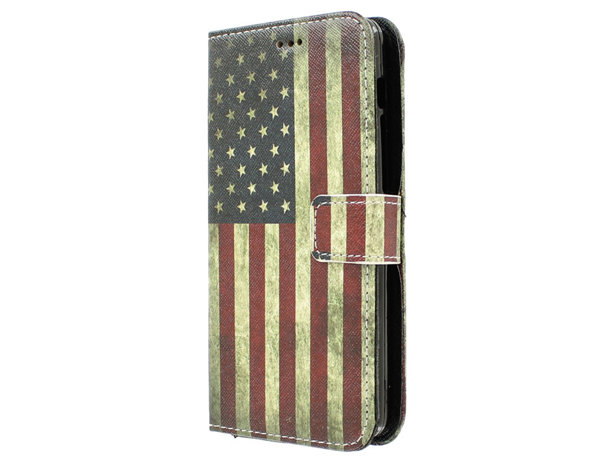 Vintage USA Flag Book Case Hoesje voor Acer Liquid E700