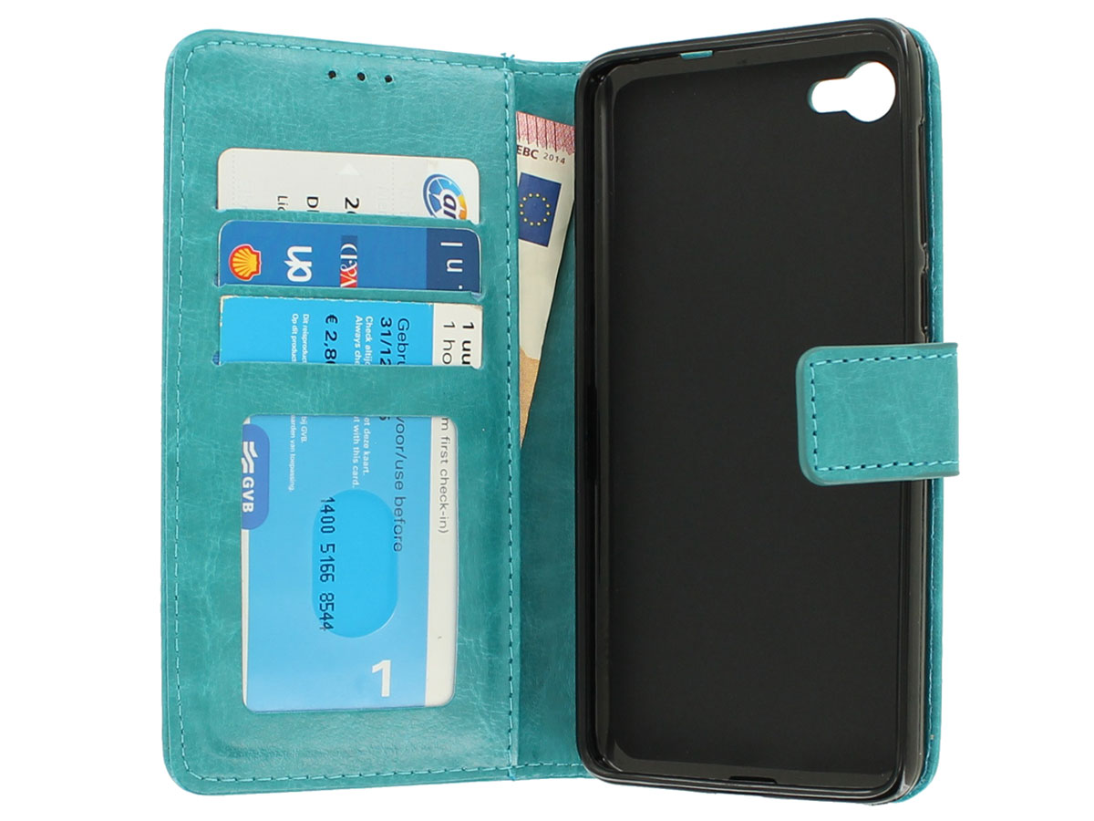 Wallet Bookcase Turquoise - Alcatel A5 LED hoesje