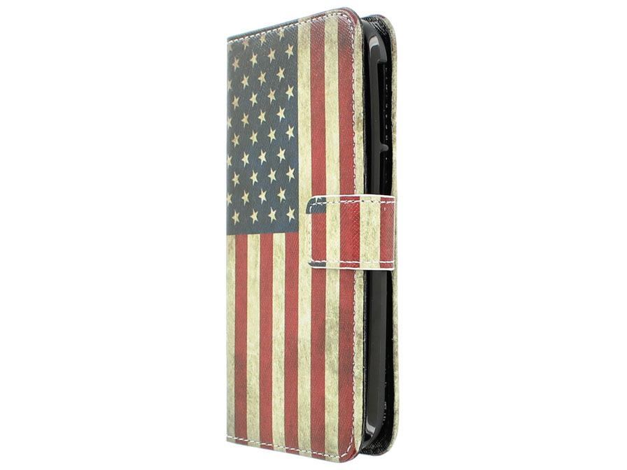 Vintage USA Flag Book Case Hoesje voor Alcatel OneTouch Pop C7