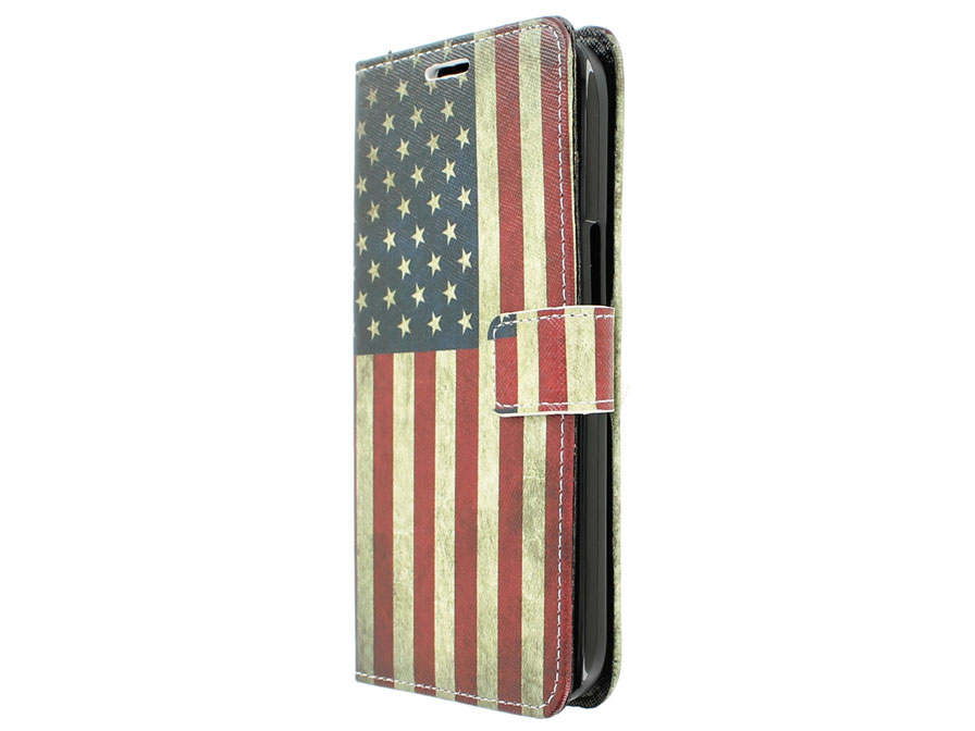Vintage USA Flag Book Case Hoesje voor Alcatel OneTouch Pop C9