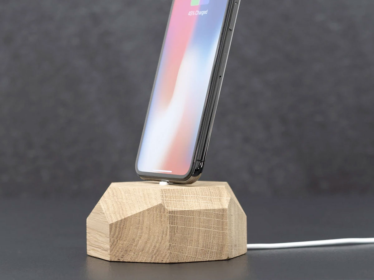 Oakywood iPhone Dock Eiken - Houten Lightning Dock