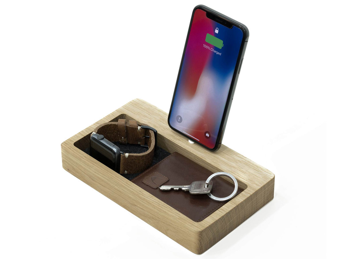 Oakywood Dock Organizer Oak - Houten Catchall met Lightning Dock