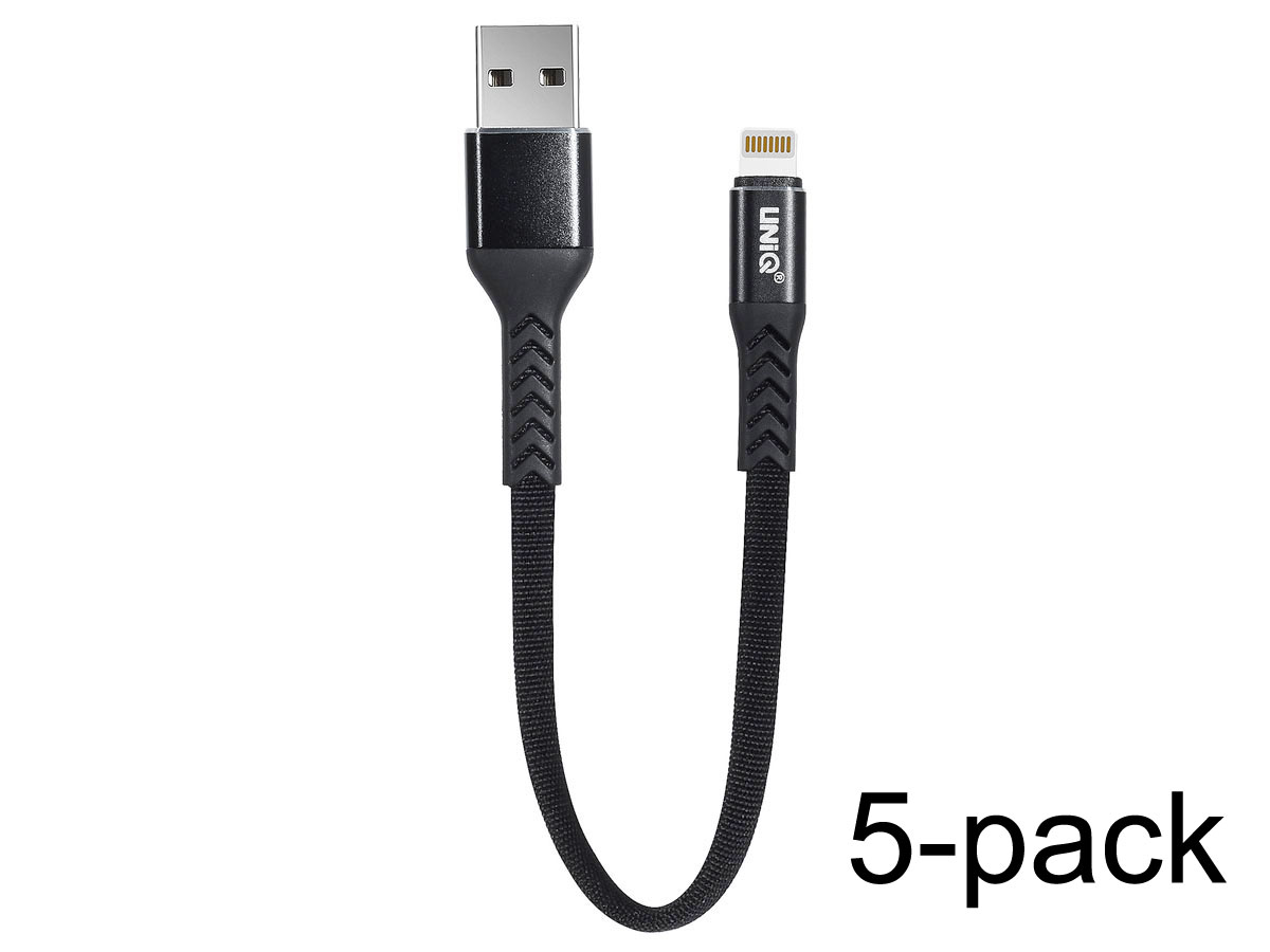 Lightning USB Kabel Kort 20cm - Nylon Geweven (5-Pack)