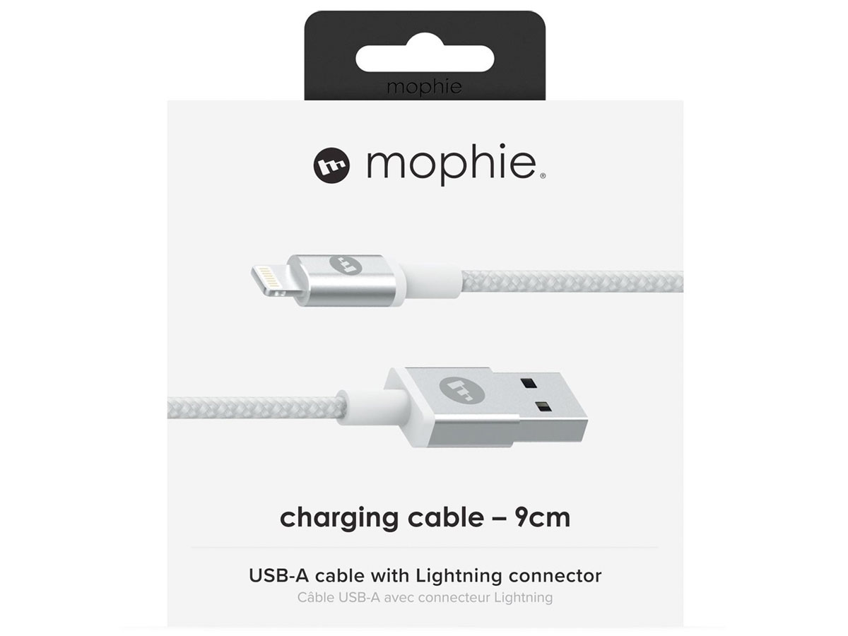 Mophie Korte Lightning USB-A Kabel - 9cm - Wit