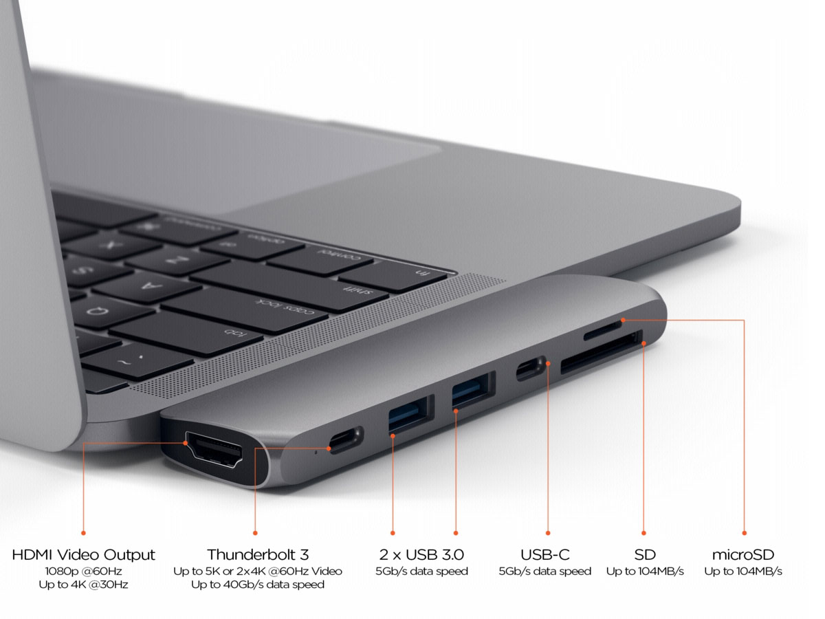 Satechi USB-C Pro Hub voor MacBook Pro - Zilver