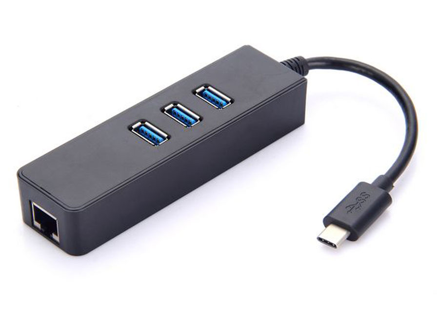 USB-C naar 3-port USB-Hub en Gigabit Ethernet