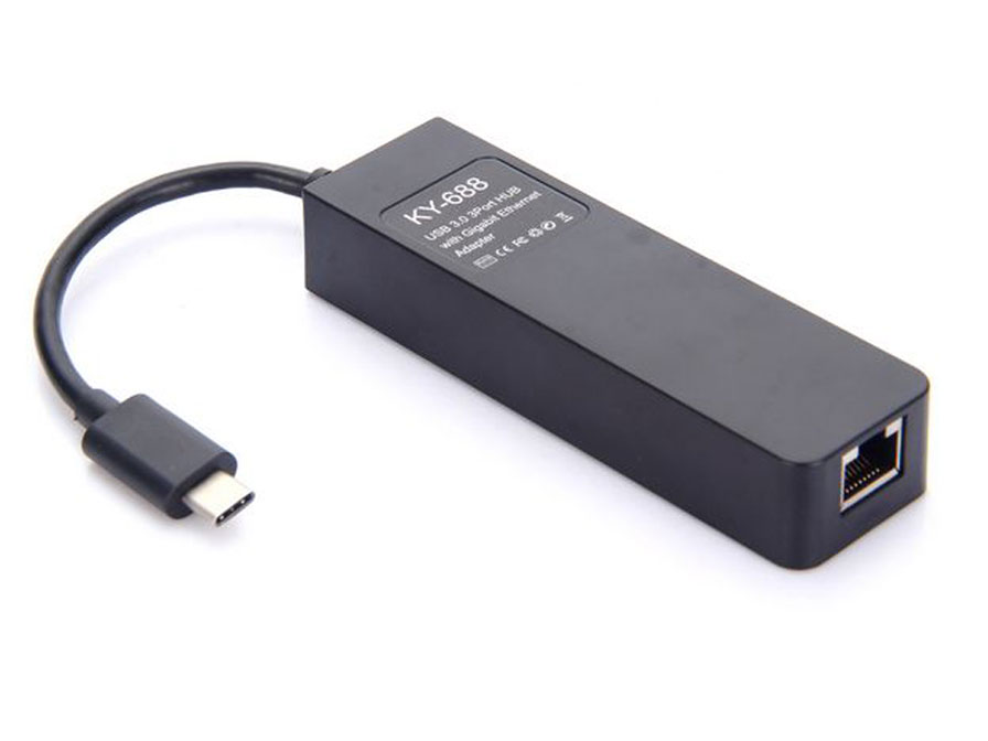 USB-C naar 3-port USB-Hub en Gigabit Ethernet