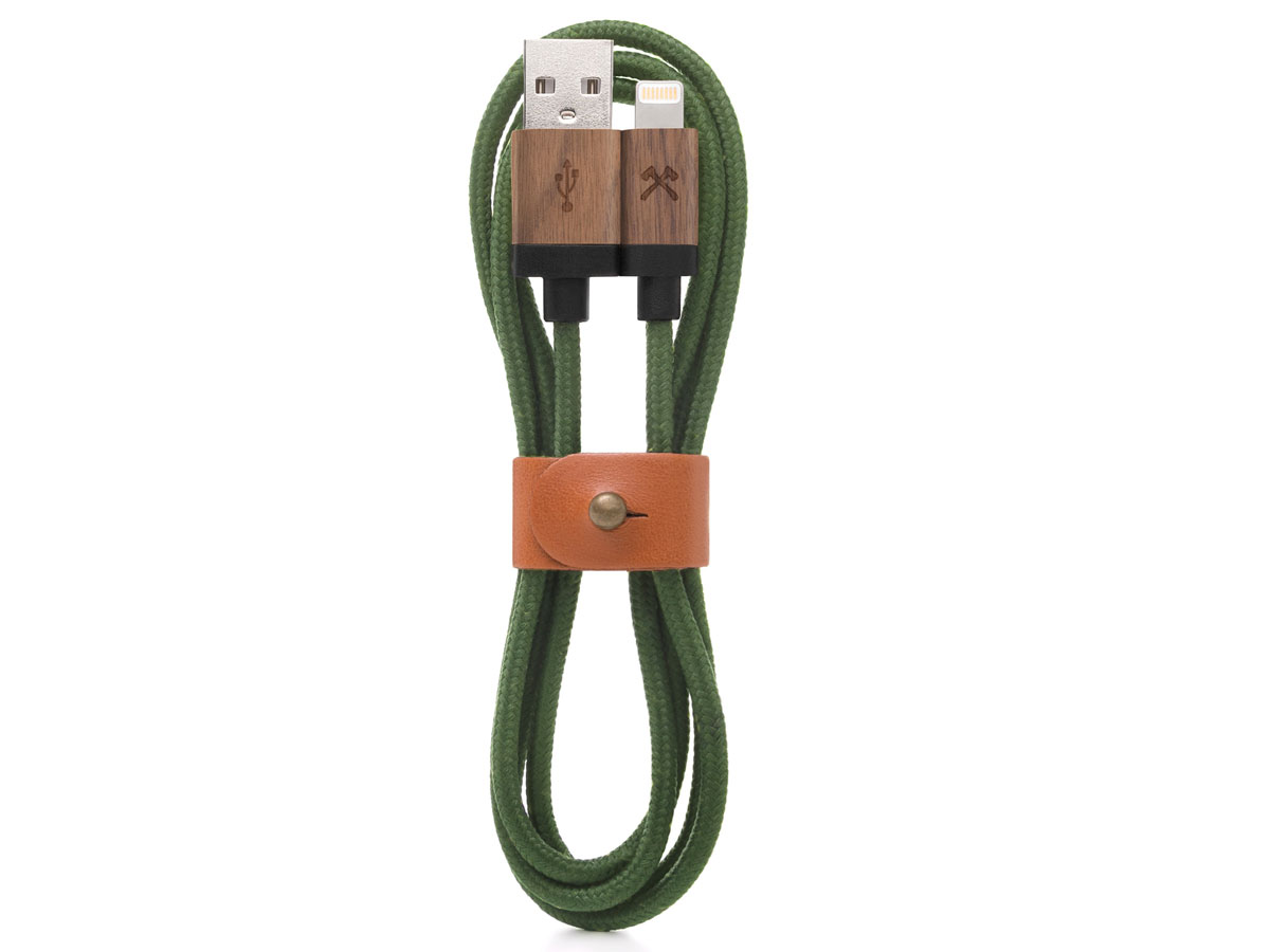 Woodcessories EcoCable Groen - Houten Lightning kabel (120cm)