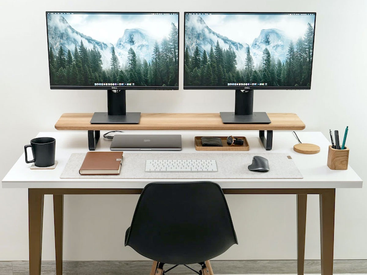 Oakywood Desk Shelf Oak - Dual Monitor Stand Beelschermverhoger