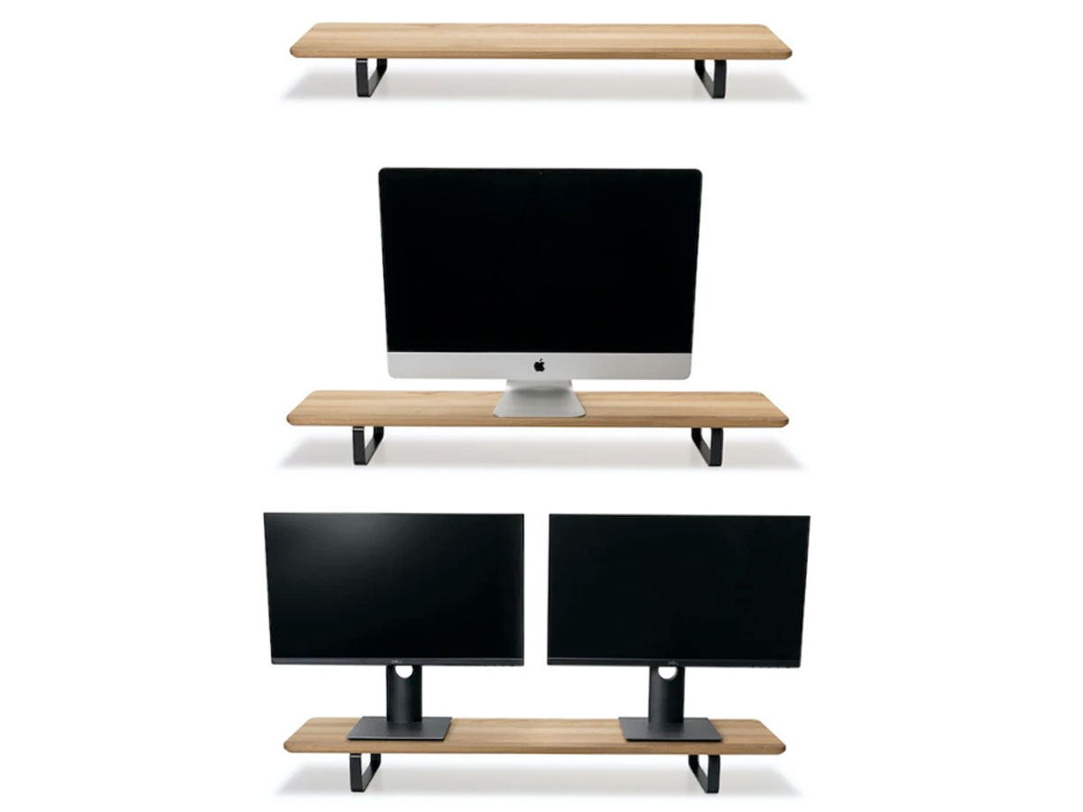 Oakywood Desk Shelf Oak/Black - Dual Monitor Stand Beelschermverhoger