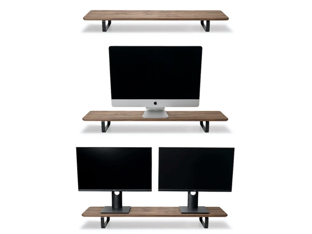 Oakywood Desk Shelf Walnut/Black - Dual Monitor Stand Beelschermverhoger