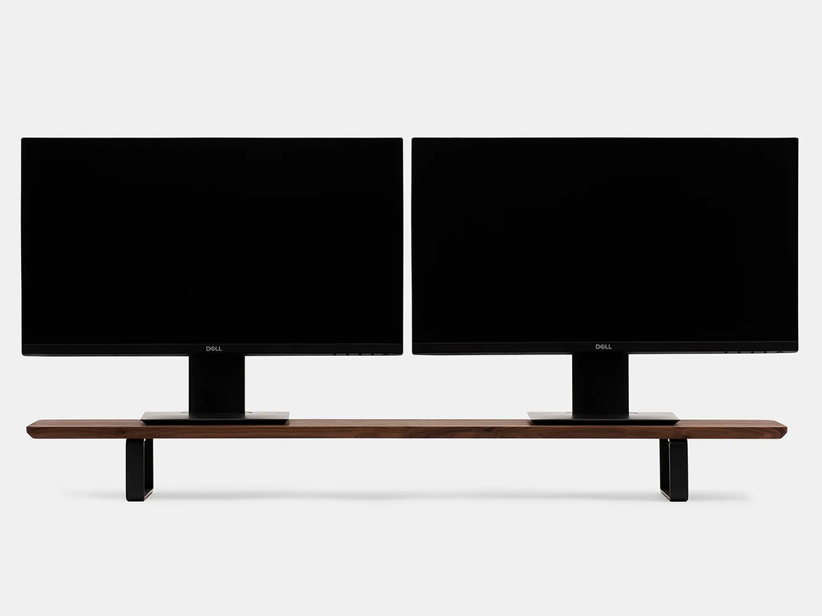 Oakywood Desk Shelf Walnut/Black - Dual Monitor Stand Beelschermverhoger