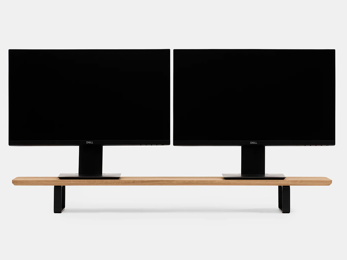 Oakywood Desk Shelf Oak/Black - Dual Monitor Stand Beelschermverhoger