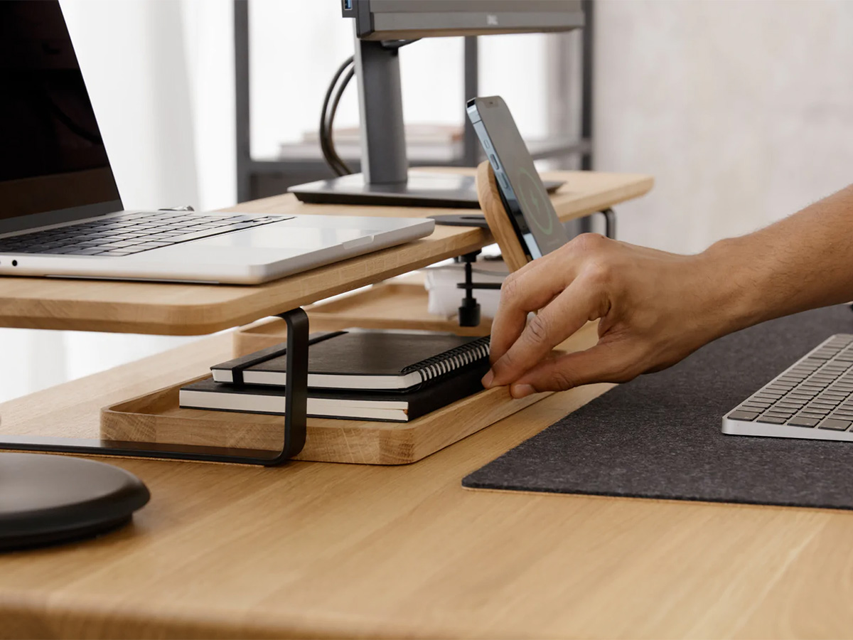 Oakywood Desk Shelf Oak/Black - Dual Monitor Stand Beelschermverhoger