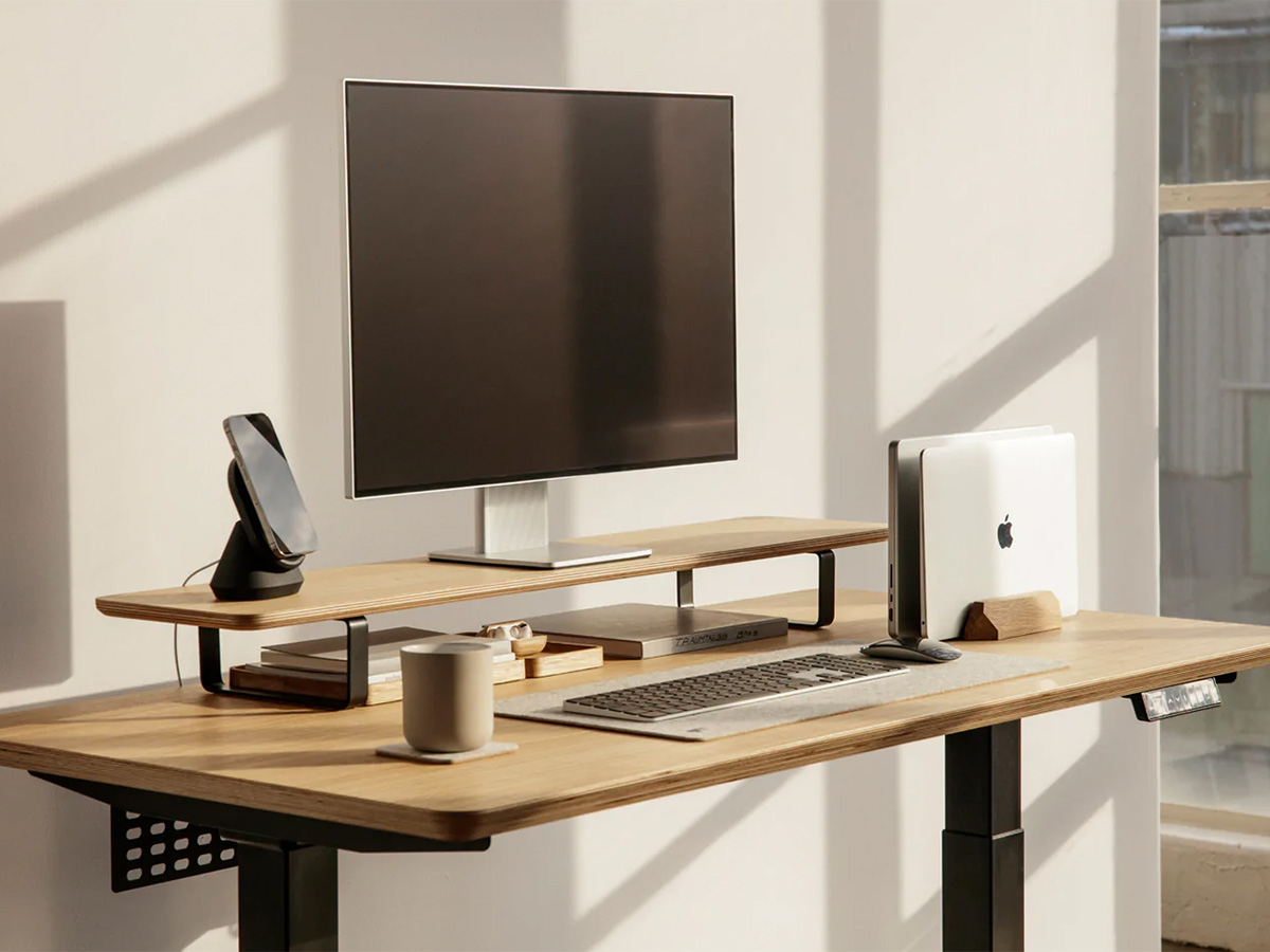 Oakywood Desk Shelf Oak/Black - Dual Monitor Stand Beelschermverhoger