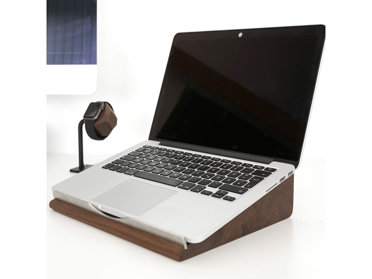 Raico Verticale laptopstandaard Verstelbare Premium Mat Wit Hout Dock Clamshell Stand Macbook Houder voor Bureau - Mat Wit | Enkele sleuf