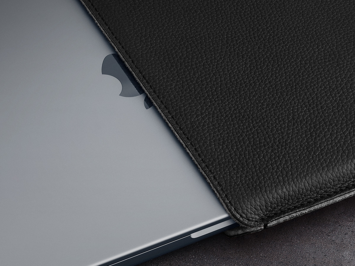 Woolnut Leather Sleeve Zwart - MacBook Air 15