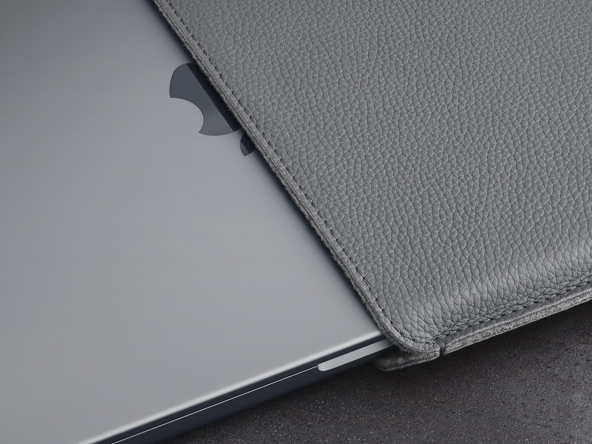 Woolnut Leather Sleeve Grijs - MacBook Pro 14