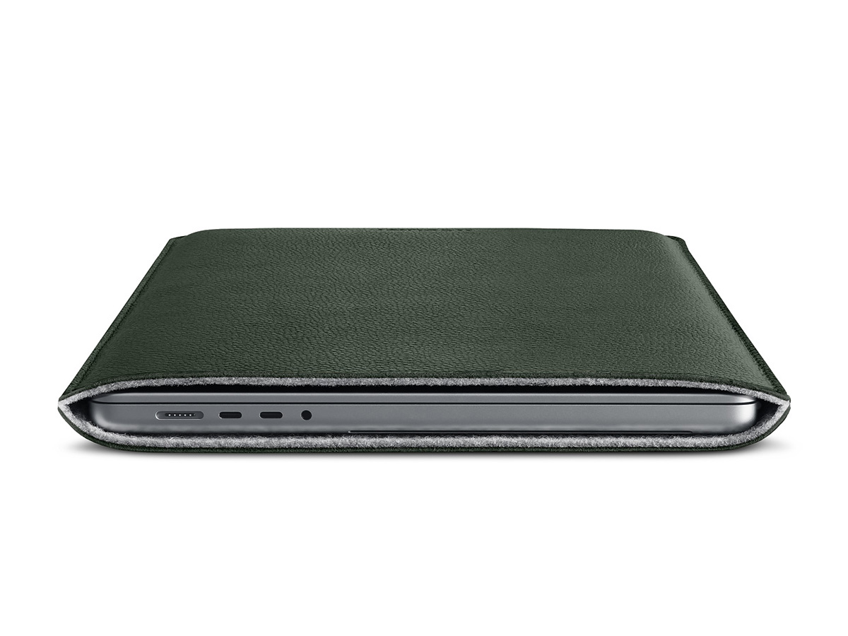 Woolnut Leather Sleeve Groen - MacBook Pro 14