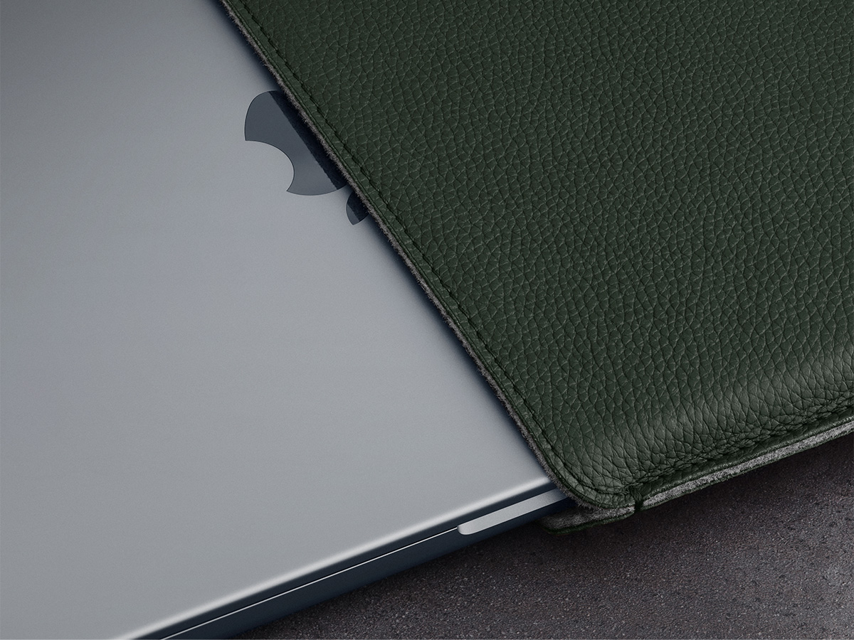 Woolnut Leather Sleeve Groen - MacBook Pro 14