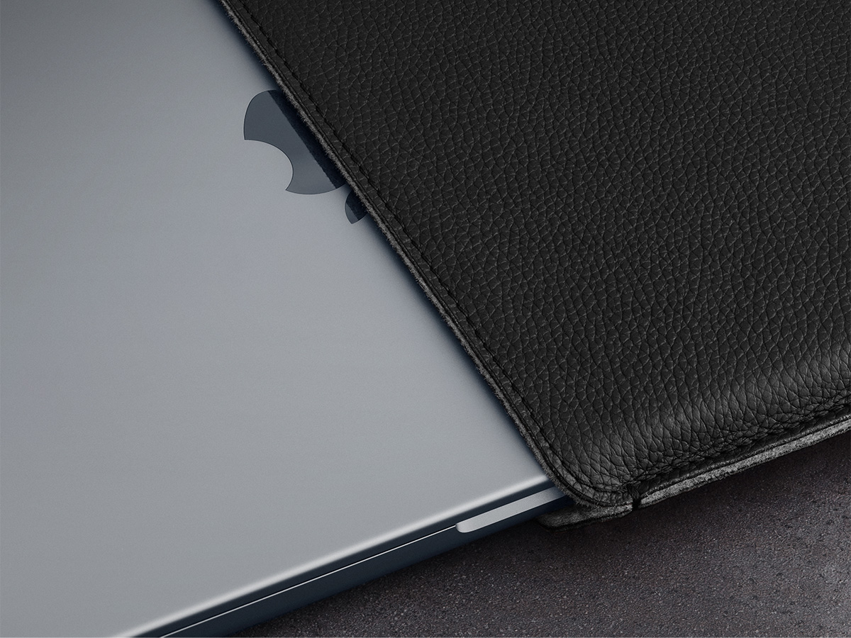 Woolnut Leather Sleeve Zwart - MacBook Pro 14