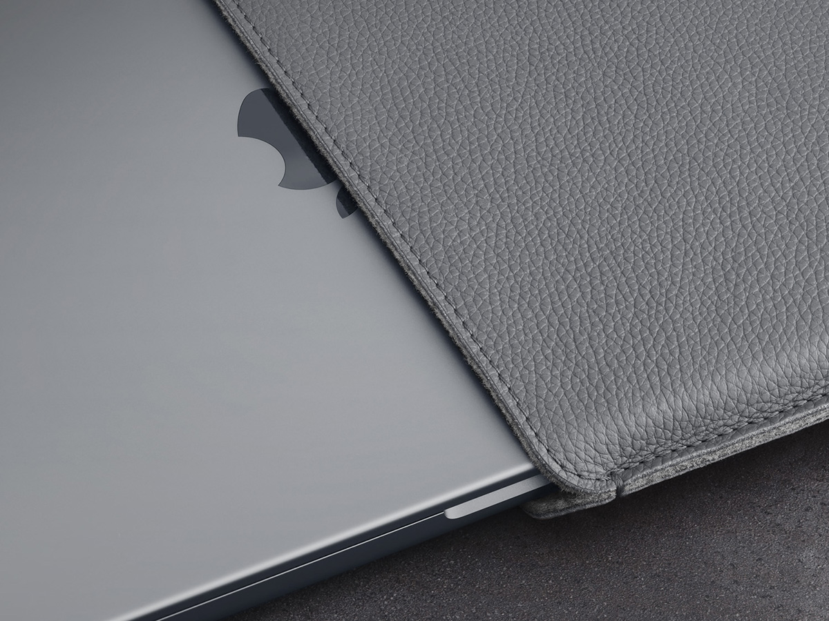 Woolnut Leather Sleeve Grijs - MacBook Pro 16