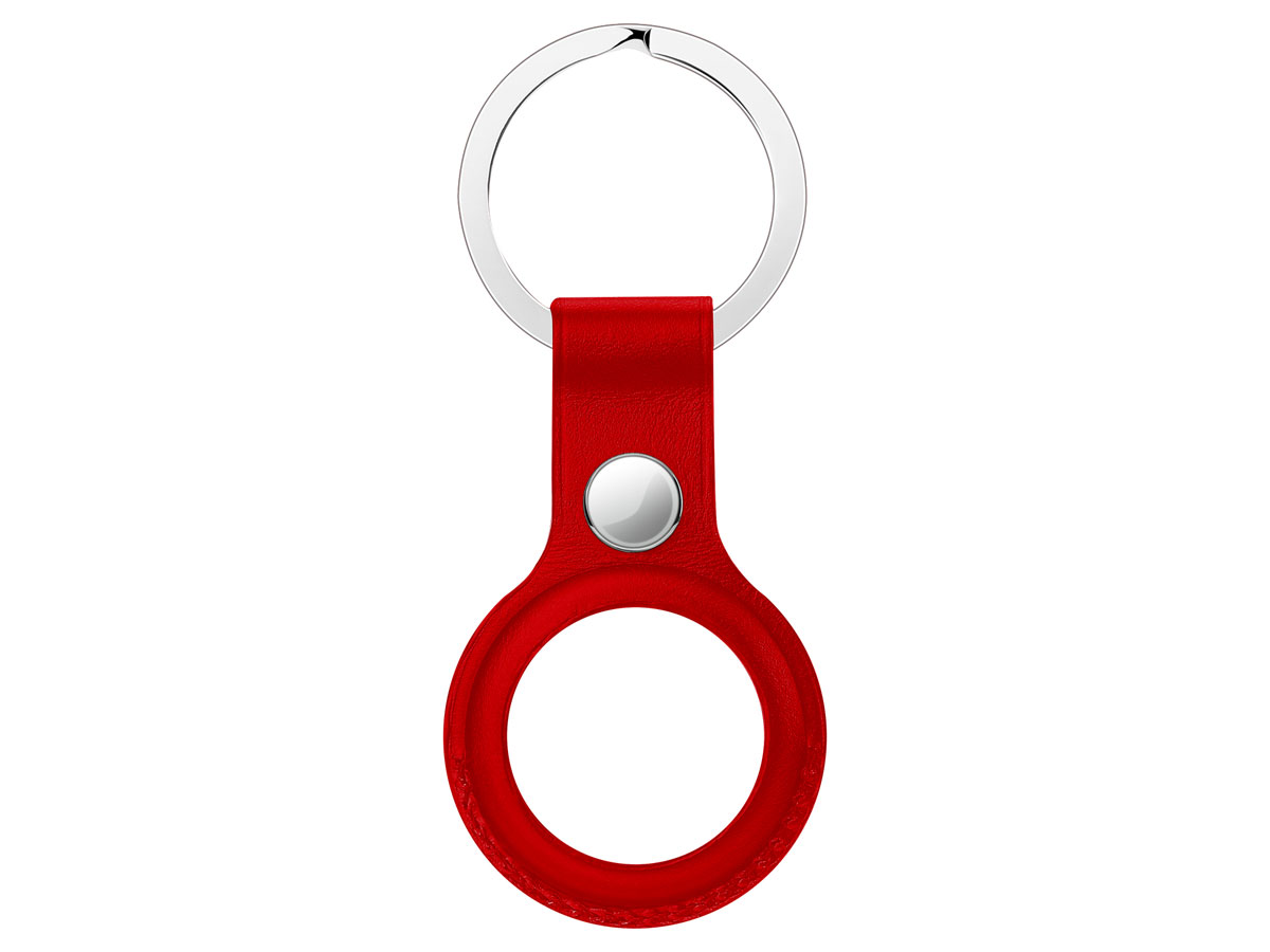 Sdesign AirTag Leather Case Sleutelhanger Hoesje - Rood