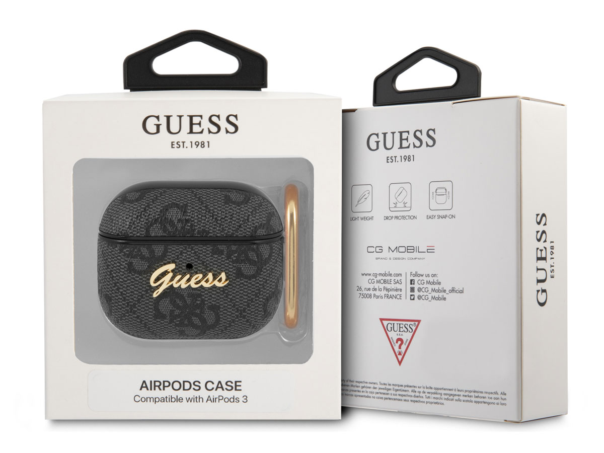 Guess 4G Monogram Ring Case Grijs - AirPods 3 Case Hoesje