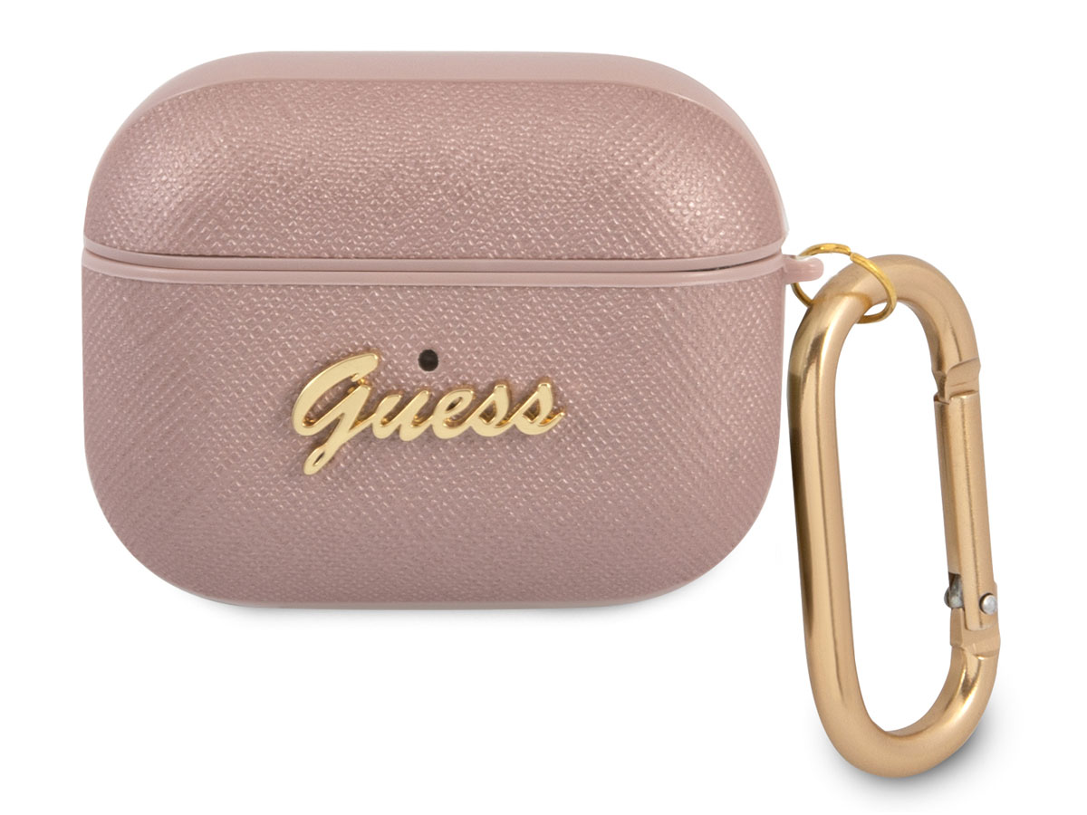 Guess Saffiano Ring Case Roze - AirPods 3 Case Hoesje