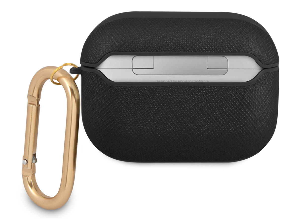 Guess Saffiano Ring Case Zwart - AirPods 3 Case Hoesje