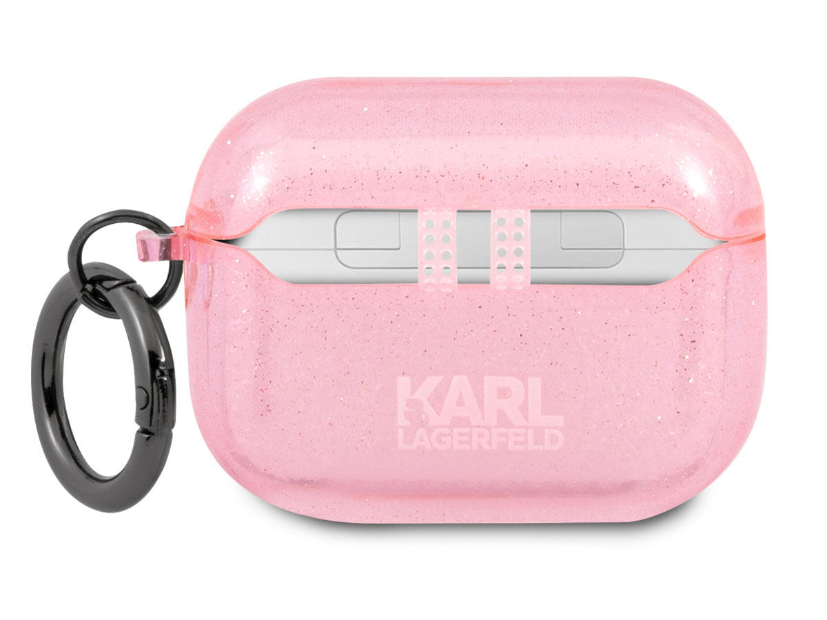 Karl Lagerfeld Choupette Glitter Case Roze - AirPods Pro Hoesje