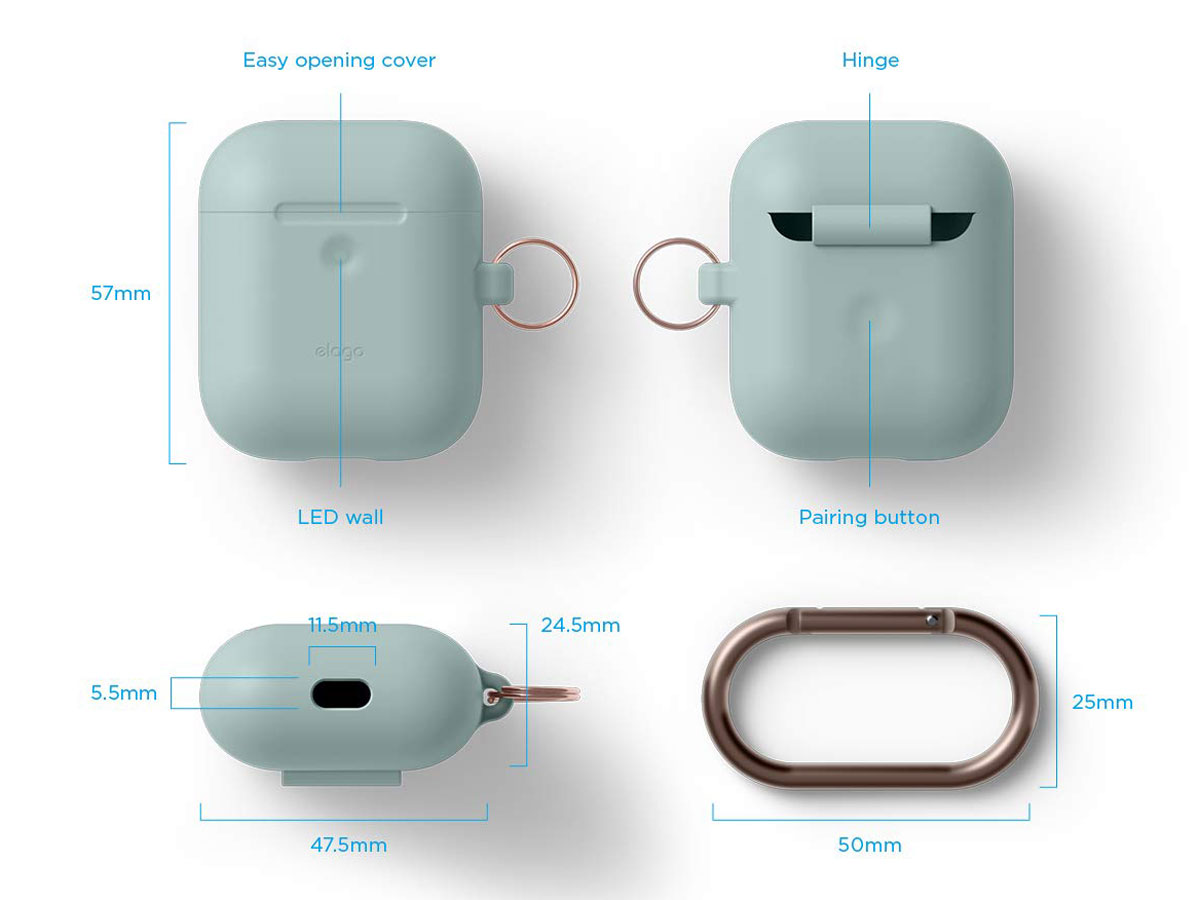 Elago Hang Case voor AirPods Wireless Charging Case - Mint