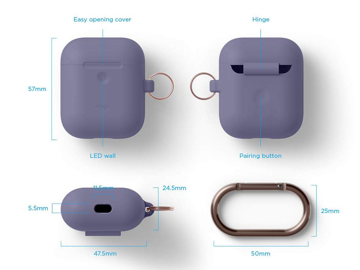 Elago Hang Case voor AirPods Wireless Charging Case - Paars
