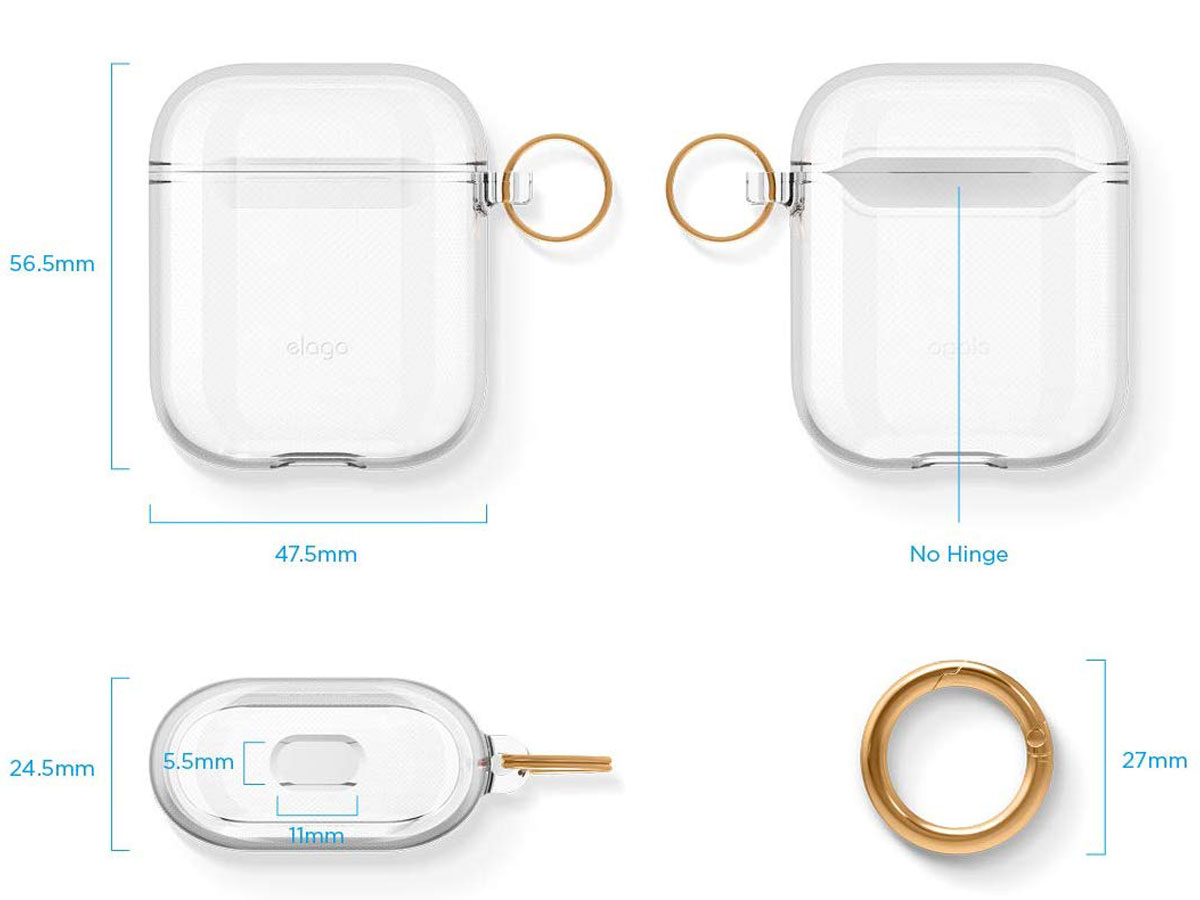 Elago Clear Case Transparant - AirPods 1 & 2 Hoesje